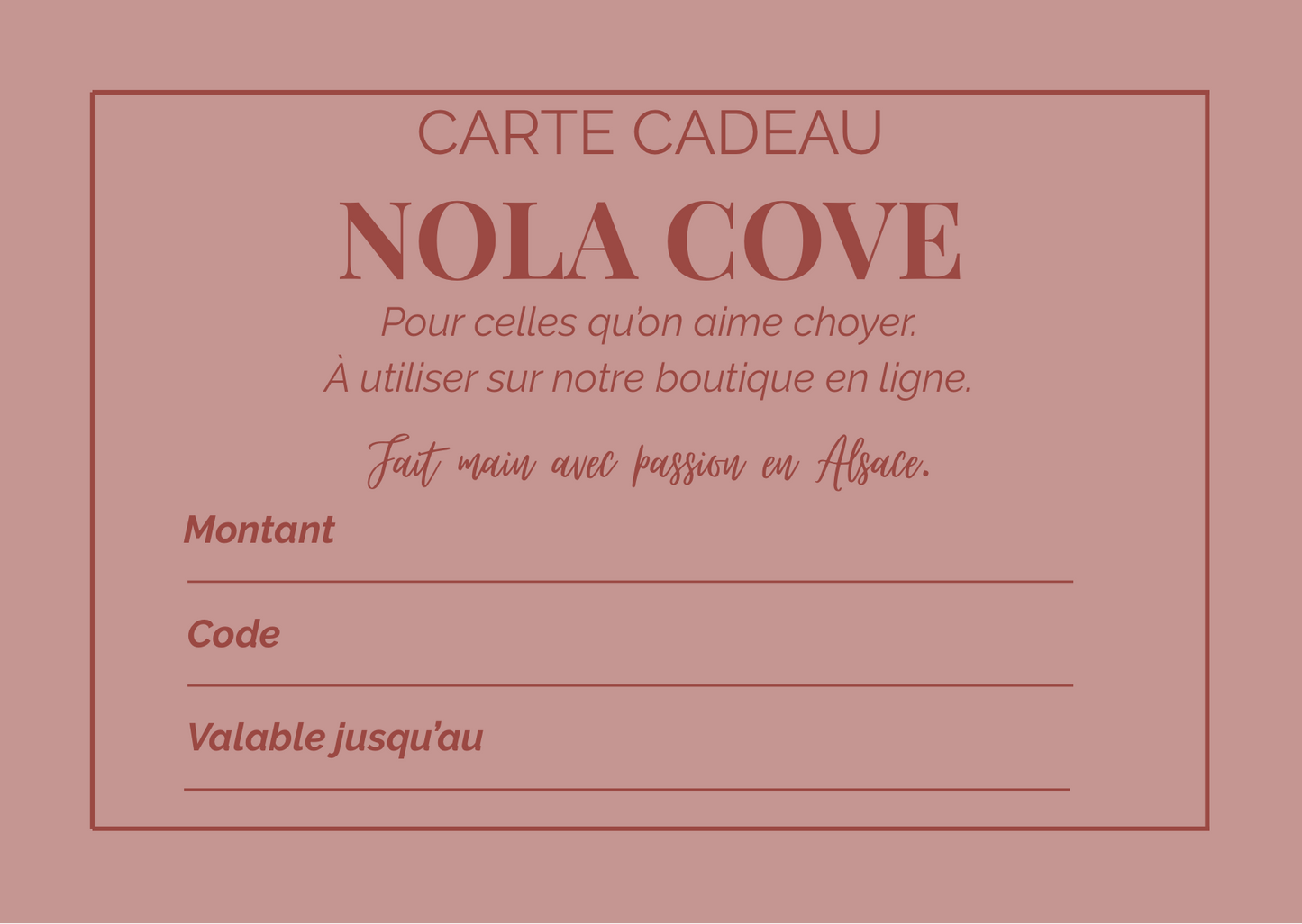 Offrez le choix - Carte cadeau NOLA Cove